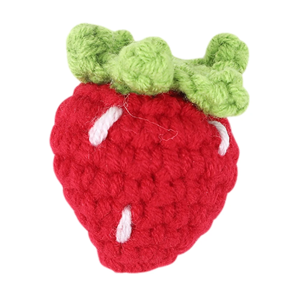 Cute Crochet Strawberry Car Hanging Ornament Yarn Craft Supplies Hand Knitted Strawberry Pendant Soft Crochet Strawberry Pendant