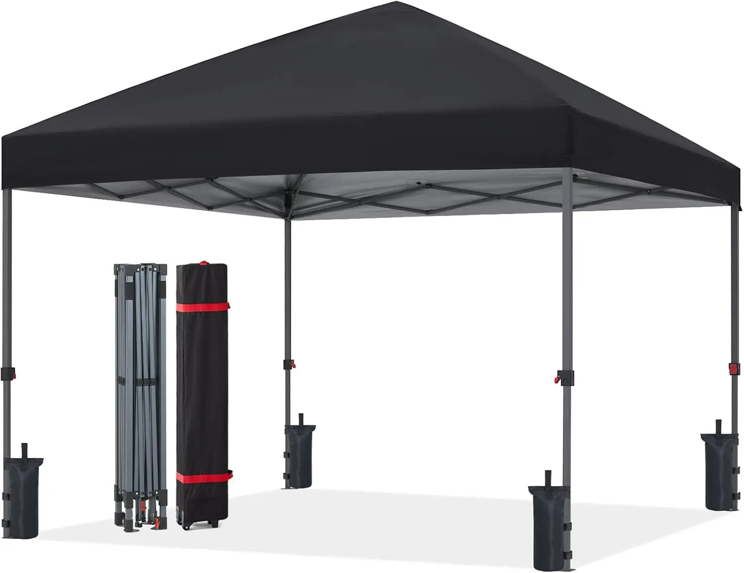 

Pop Up Canopy - Outdoor Patio Portable Canopy Tent Heavy Duty for Backyard and Deck with 4 Sandbags(Black, 10x10)