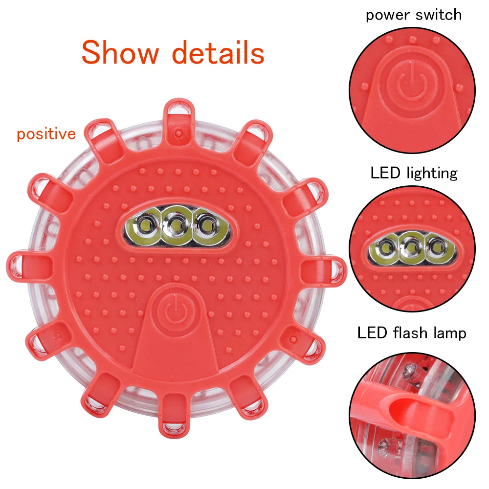 LED Emergency car Lights Emergency Strobe Flashing Lights Round Warning Beacon Safety Barricade Light Warning Lamp