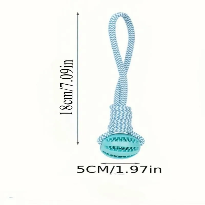 Cotton Rope & Rubber Dog Chew Ball, Treat Dispenser Toy. 18x13cm, Durable, for Boredom & Teething image 6