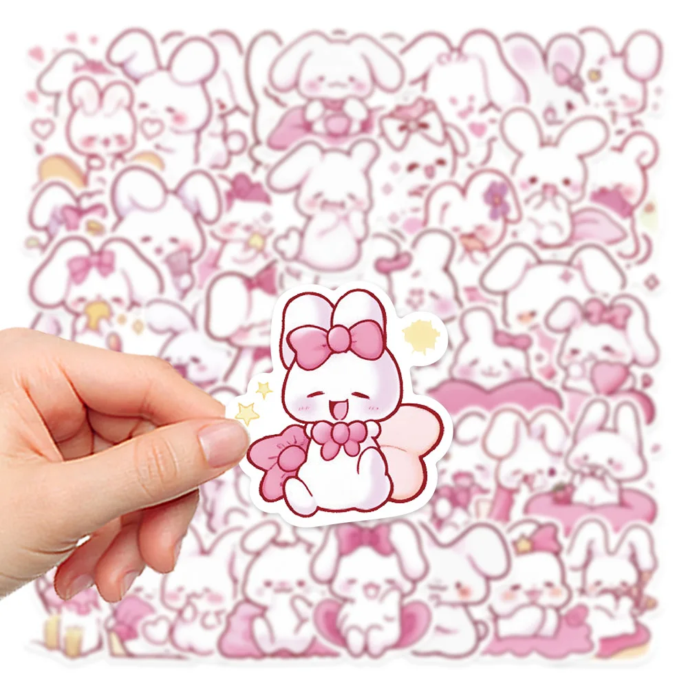 50pcs Cartoon Pink Rabbit Series Graffiti Stickers Suitable for Helmet Desktop Wall Decoration DIY Sticker Pack Wholesale