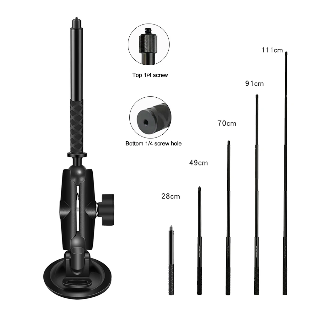 Soporte de ventosas de cabeza de bola para coche, palo de Selfie Invisible para GoPro Max Hero 11, 10, 9, 8, insta360, X3, One R, X2, accesorios de