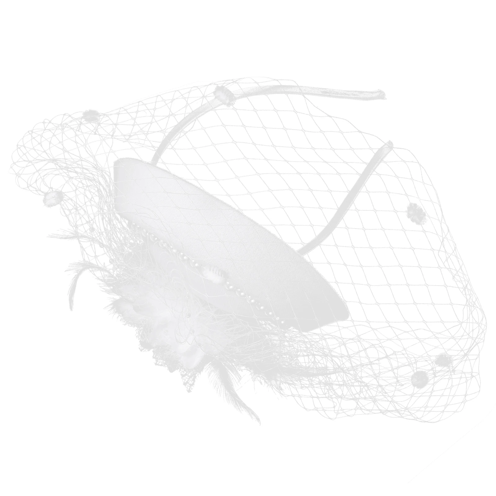 

Pearl Net Bridal Headpiece White Wedding Headdress Mesh Plume Fascinator Hair Clip Party Banquet Tea Decor