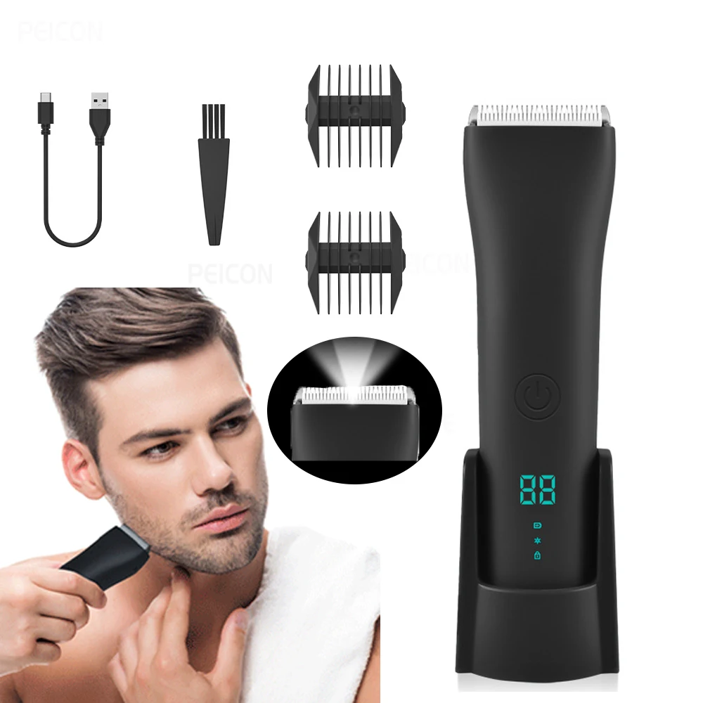 Maquinilla de afeitar corporal para hombres, Afeitadora eléctrica indolora, máquina de afeitar de pelo recargable, resistente al agua para cuerpo, Barba, ingle Facial