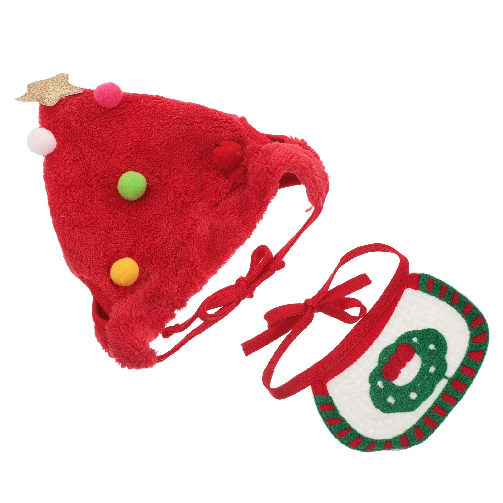 

1Set Pet Christmas Hat Bandana Xmas Costume Small Dogs Cats Holiday Party Winter Knitted Beanie Photo Props Pet Hat Saliva Towel
