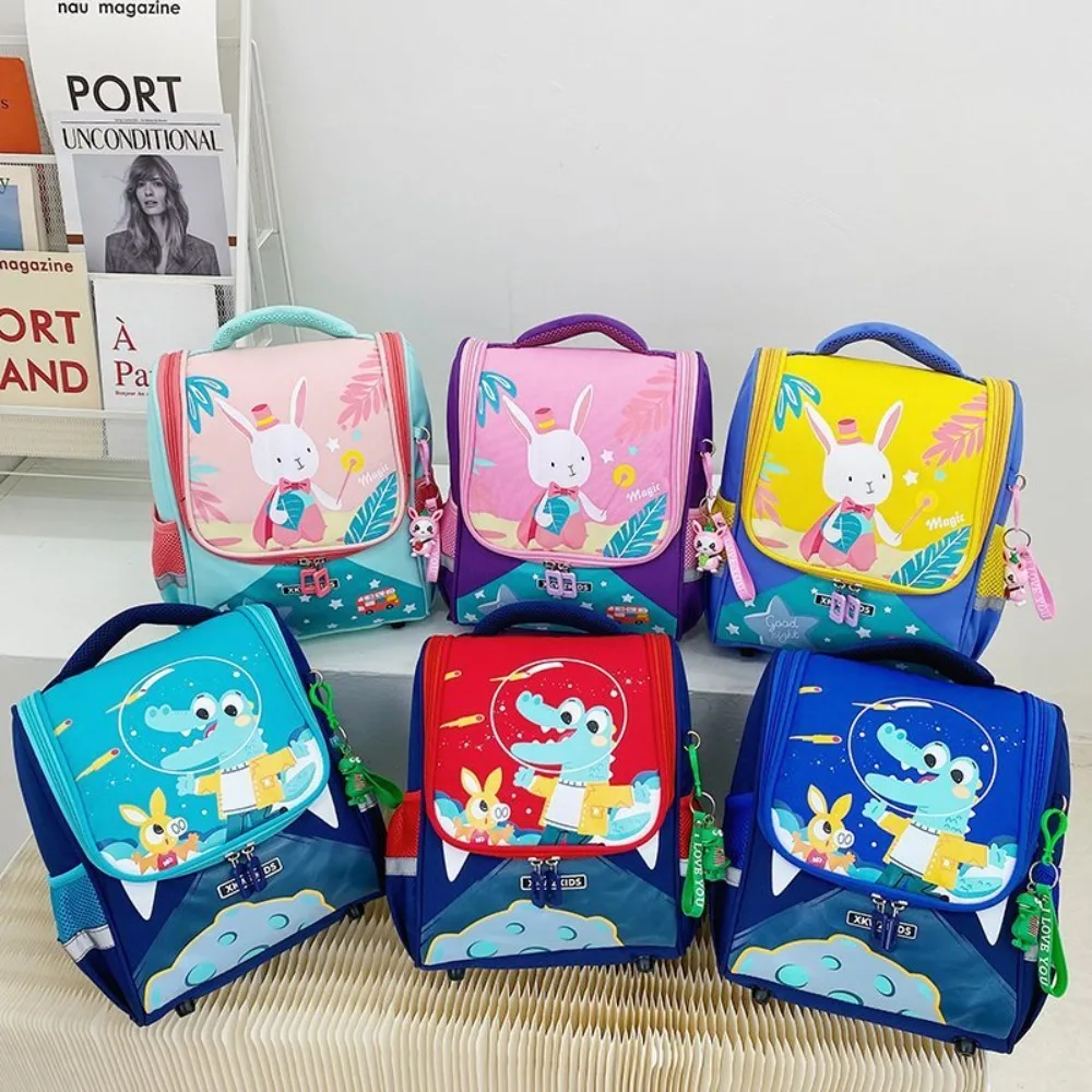 Bolsa de escola de grande capacidade para crianças Padrão bonito coelho pano oxford Bolsa de ombro animal dos desenhos animados Mochila de jardim de infância moda