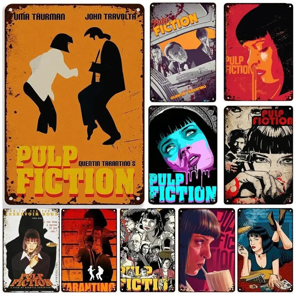 Metal Tin Sign Poster Pulp Fiction Film Metal Plaque Poster Decor for Bar Club Wall Decor Retro Home Bedroom Vintage Wall Art