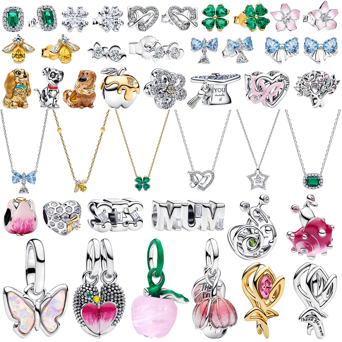 

Серьги, кулоны, ожерелья, браслеты, украшения с подвесками в виде бабочек, цветов, клевера, сердец, лотосов, пчел, собак, яблок из серебра S925 с покрытием, подарочные ювелирные изделия