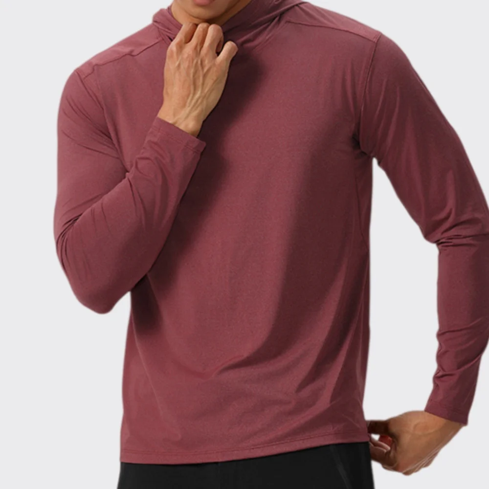 Fitness Long Sleeve T-Shirt Men Running Compression T-shirt Gym Fitness Workout Tights Hooded Sweatshirt Top Outdoor Recreation