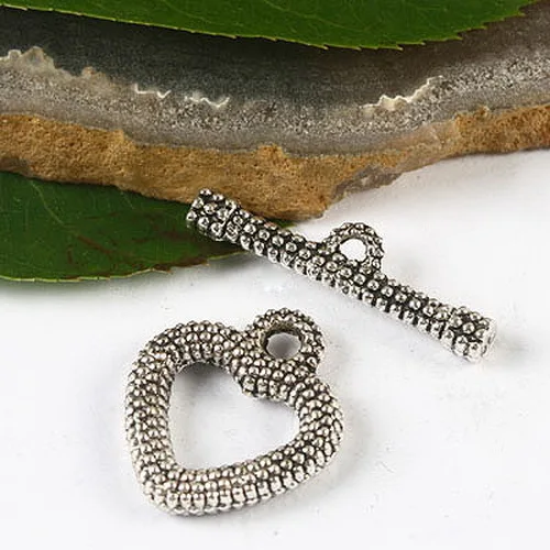 

10sets Tibetan Silver Tone Heart Toggle Clasps H2860 Beads for Jewelry Making