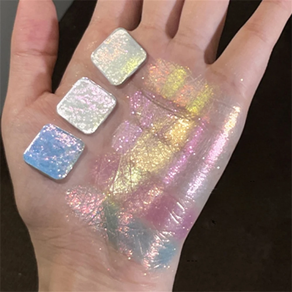 Paleta de sombra de ojos monocromática, resistente al agua, resaltador en polvo, maquillaje duradero, brillante, iluminador de ojos camaleón