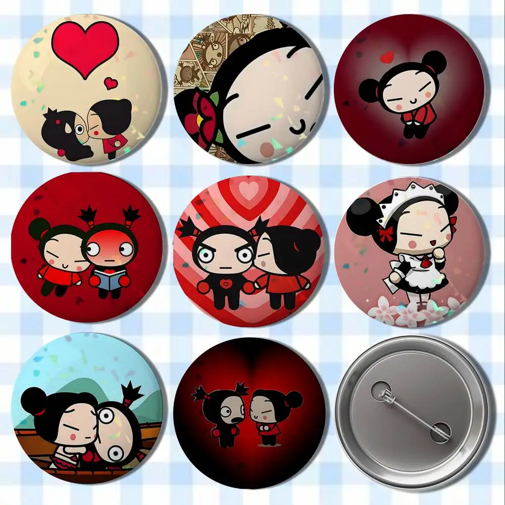 

Pucca Cute Love Badges Button Round Creative Pin Brooch Badge Bag Decor Accessories Fans Collect Friends Gifts