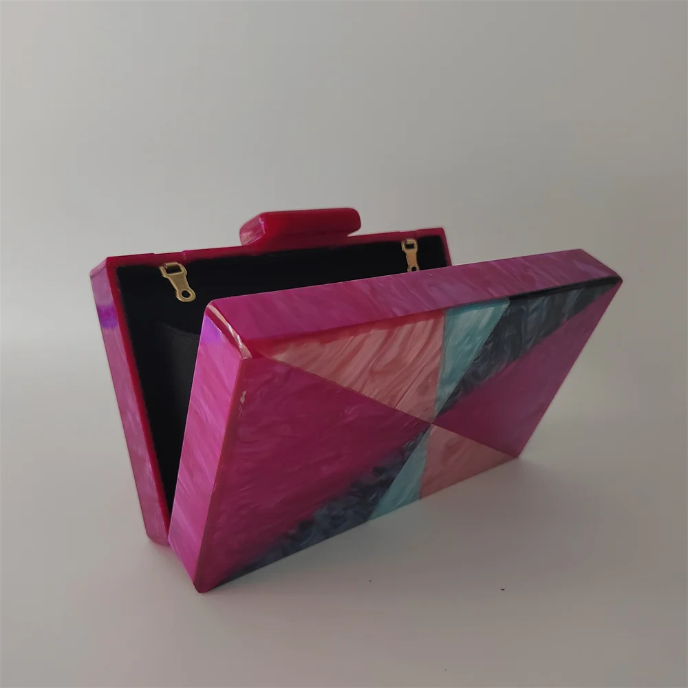 Colorful Candy Women Acrylic Triangle Patchwork Party Clutch Purse Lady Prom Chic Evening Bags Casual Beach Female Flap Handbag