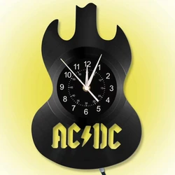 Modern Design Vinyl Record Wall Clock Music Theme Remote Control LED Light Guitar Clock Home Decoration Musical Instrument Gift