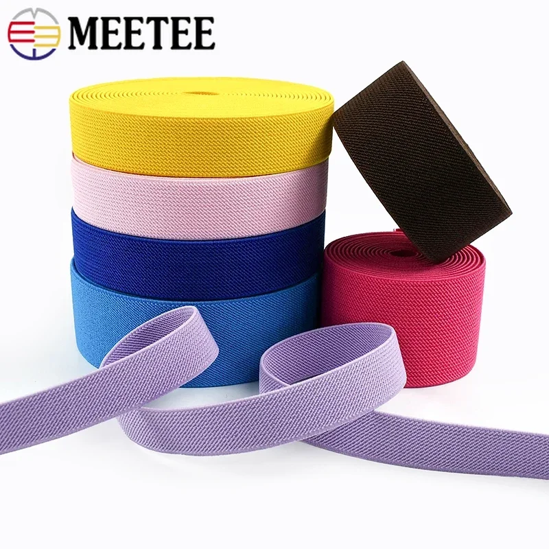 

3Meters Meetee 10-50mm Colored Nylon Rubber Bands for Garment Elastic Band Underwear Strap Stretch Tape DIY Sewing Accessories