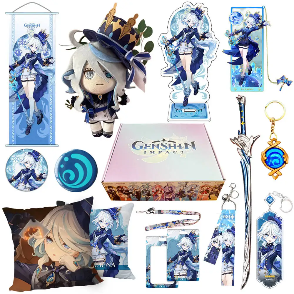 Genshin Impact Clorinde Sigewinne Arlecchino Xian yun Navia Fontaine Furina Baizhu Kaveh Gift Box Include Keychain Pillow