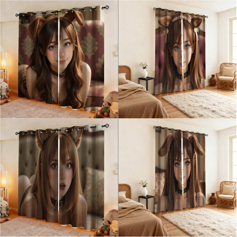 Rideaux occultants imprimés Woof Woof Euphoria Saison 3, rideaux filtrant la lumière pour salon et chambre à coucher
