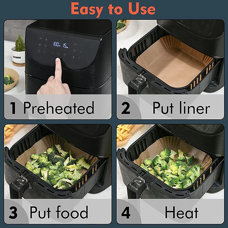 Friggitrice ad aria usa e getta fodera in carta da forno vassoio da cucina griglia in carta pergamena accessori per friggitrice ad aria