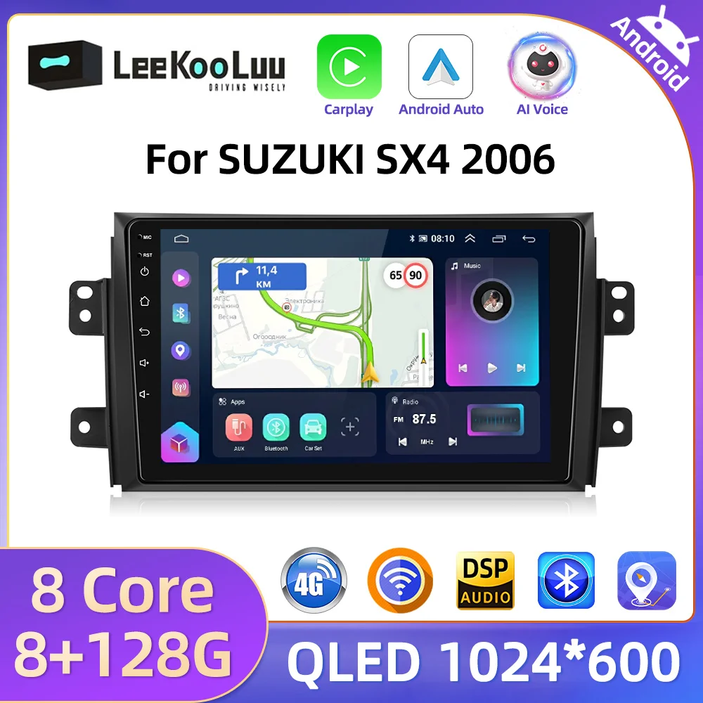 LeeKooLuu 2 Din Autoradio Android Multimedia Player For SUZUKI SX4 2006 Car Radio GPS Stereo Wifi Bluetooth Android Auto Carplay