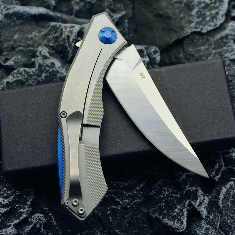 

721 Outdoor Camping Hiking Folding Knife D2 Blade Stainless Steel Handle Pocket Tactical Hunting Utility Fruit Knives EDC Tools
