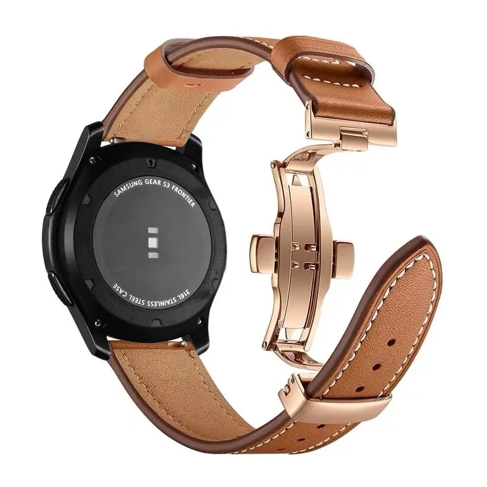 20mm 22mm Leather Band For Samsung Galaxy watch 5 4 6/classic/5 pro/active 2 40mm 44mm bracelet correa Huawei GT/2e/3/4 strap