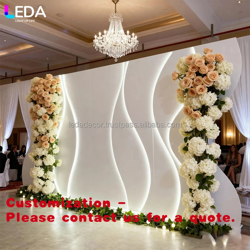 Customize.LEDA Birthday Party Stage Decoration Acrylic Rectangular White Panel Background Wedding Background Wall Stage