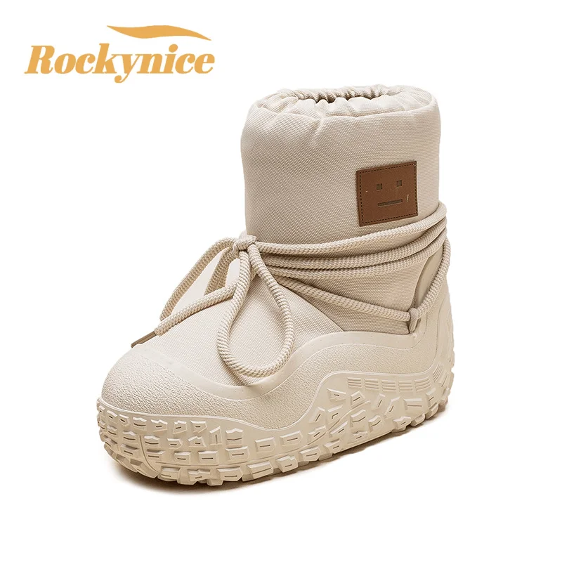 

New 2025 Women Snow Boots Winter High Platform Keep Warm Leather Boots Casual Outdoor Botas Anti Slip Short Boots Cotton Shoes