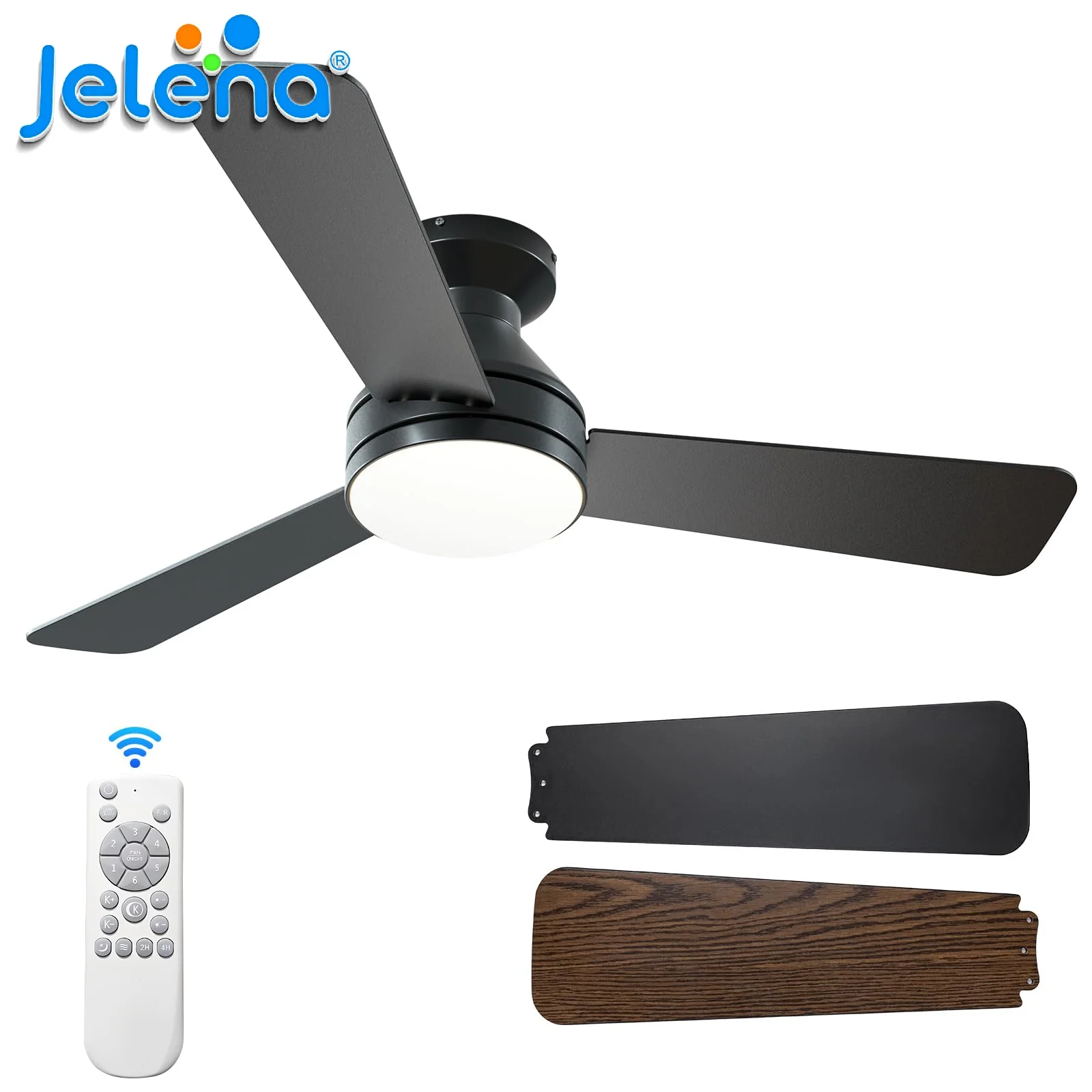 Ventilateurs de plafond de style moderne avec éclairage et télécommande, lampe ventilateur LED moderne, moteur DC silencieux, pales à double finition, ventilateurs électriques pour salon