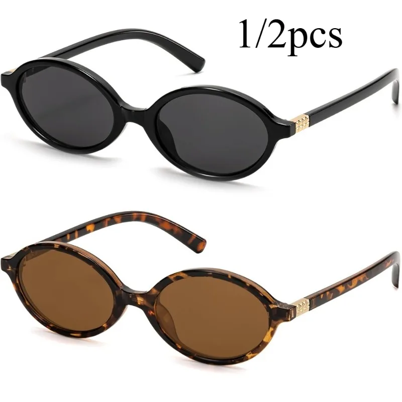 1/2 Stück Herren Vintage Ovale Sonnenbrille 90er Y2K Designer-Stil