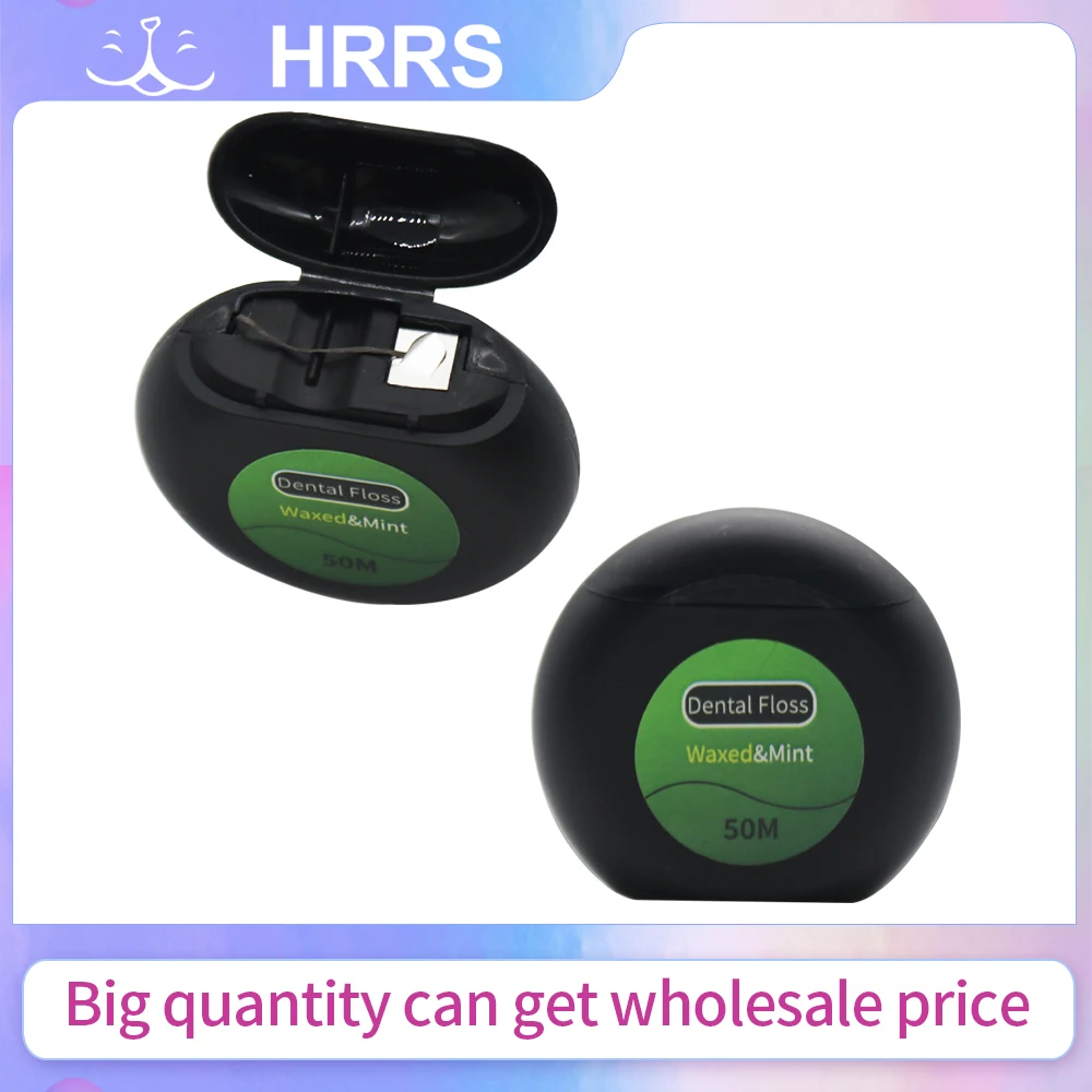 

Зубная нить из бамбукового угля длиной 50 м — вощеная мята, черная нить для чистки зубов