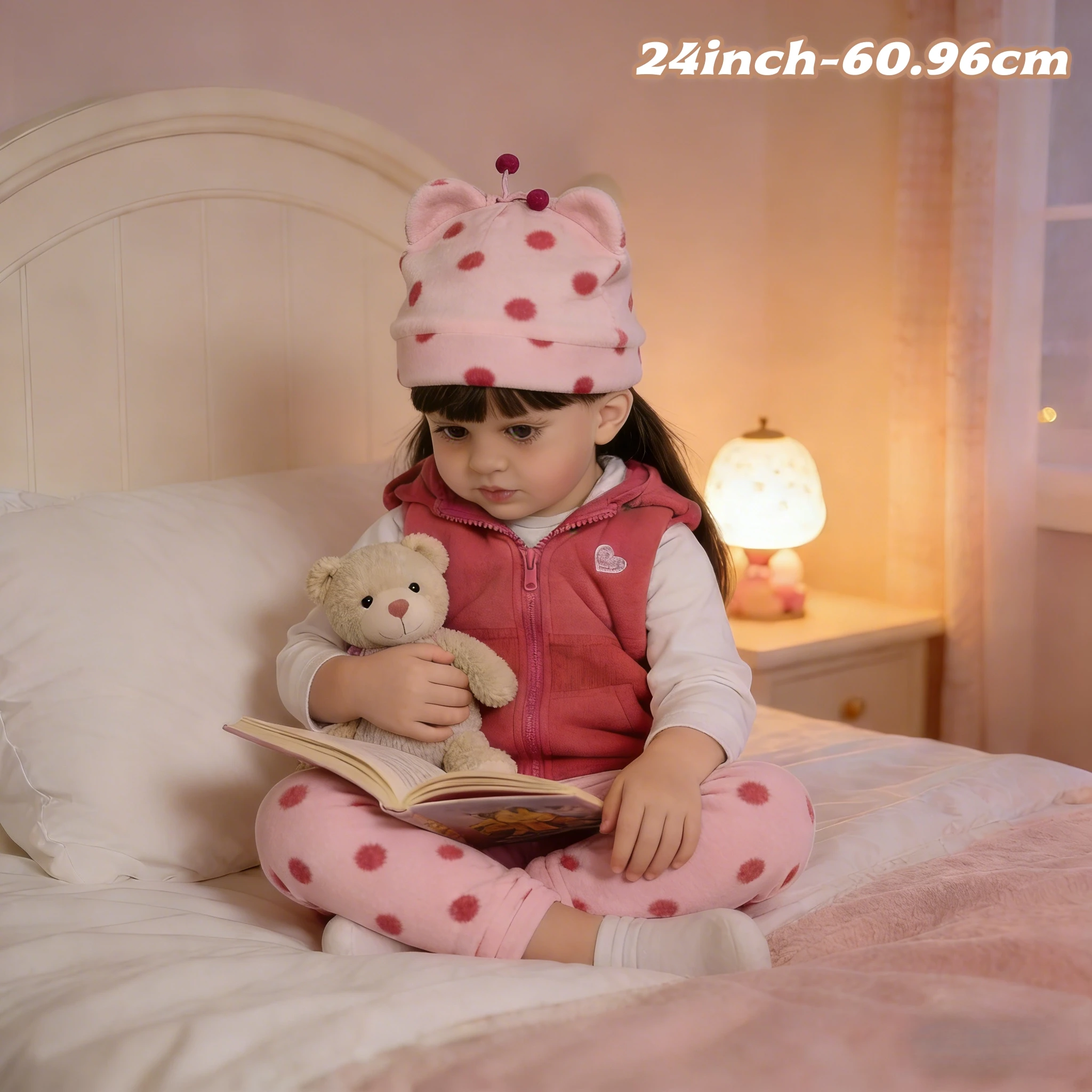 ตุ๊กตาเด็กเกิดใหม่ขนาด 24 นิ้ว น่ารักเหมือนจริง ตัวทำจากผ้าเนื้อนุ่ม ขนาดใหญ่ พร้อมวิกผม ของเล่นสำหรับเด็ก - รวมเสื้อผ้าและตุ๊กตาขนนุ่ม