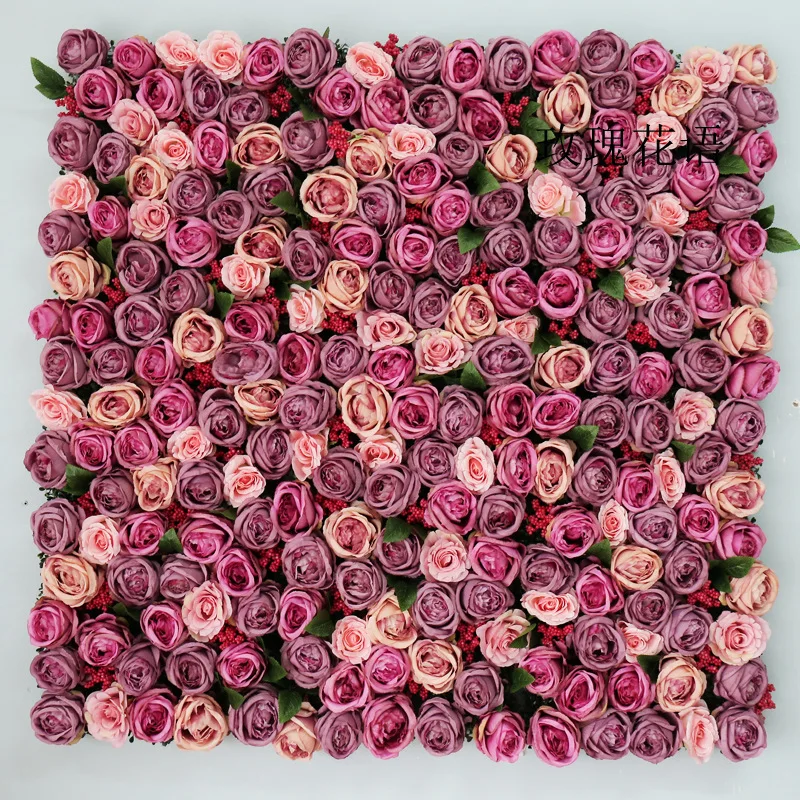60x40cm Artificial Flowers Wall Panel 3D Flower Backdrop Faux Roses for Background Wall Party Wedding Bridal Shower Decoration
