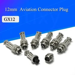 1set GX12 2/3/4/5/6/7 Pin Male + Female 12mm Wire Panel Connector Aviation Connector Plug Circular Socket Plug with Cap Lid