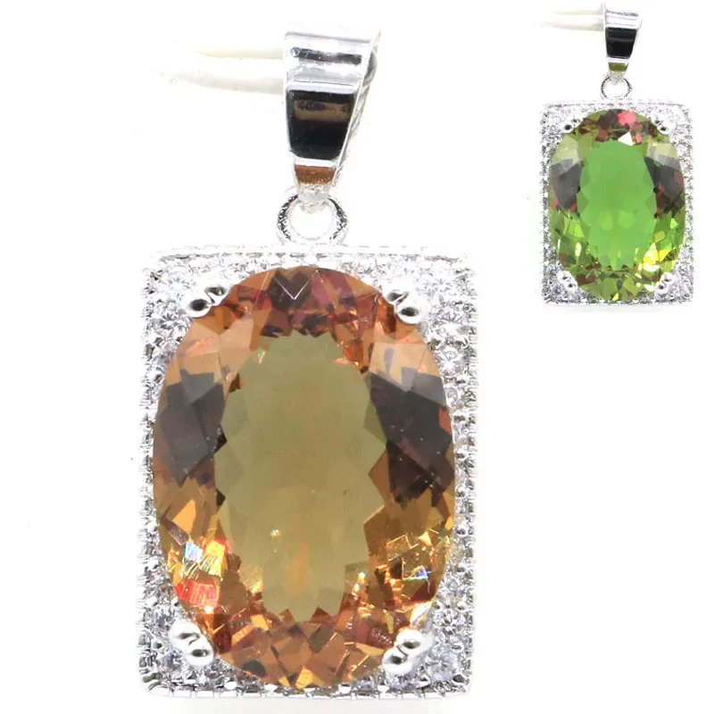 

5g 925 Solid Sterling Silver Pendant Customized Orange Spessartine Garnet Blue Topaz Color Changing Alexandrite Topaz Zultanite