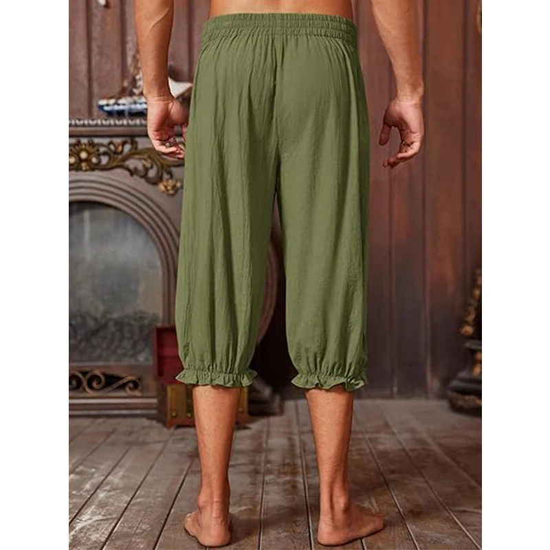 2024 New Men's Medieval Viking Retro Pirate Pants Small Toe Bundle Leg Hugging Pants