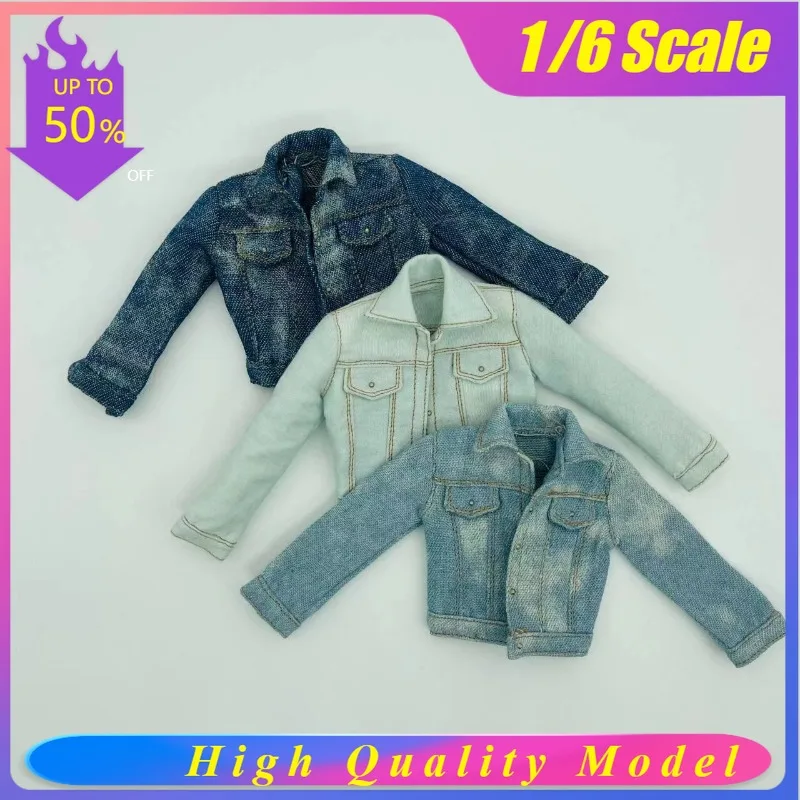 

1/6 Scale Toys Leisure Denim Jacket Coat Model Clothing Accessory for 12-inch Female Soldier Action Figures Doll DIY
