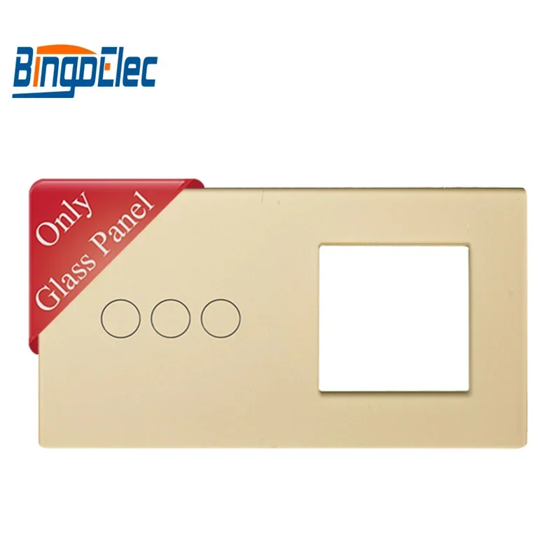 Bingoelec Standard UE Interruttore in vetro cristallo Telaio Presa a muro Parte fai da te Miglioramento domestico Bianco Nero Glod Grigio 157mm