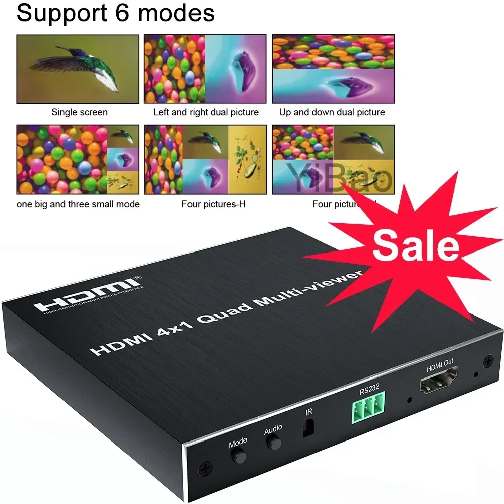 

4x1 HDMI Quad Multi-viewer 1080p 4 In 1 Out Screen Segmentation Splitter Seamless Switch Multiviewer for Camera PC To TV Monitor