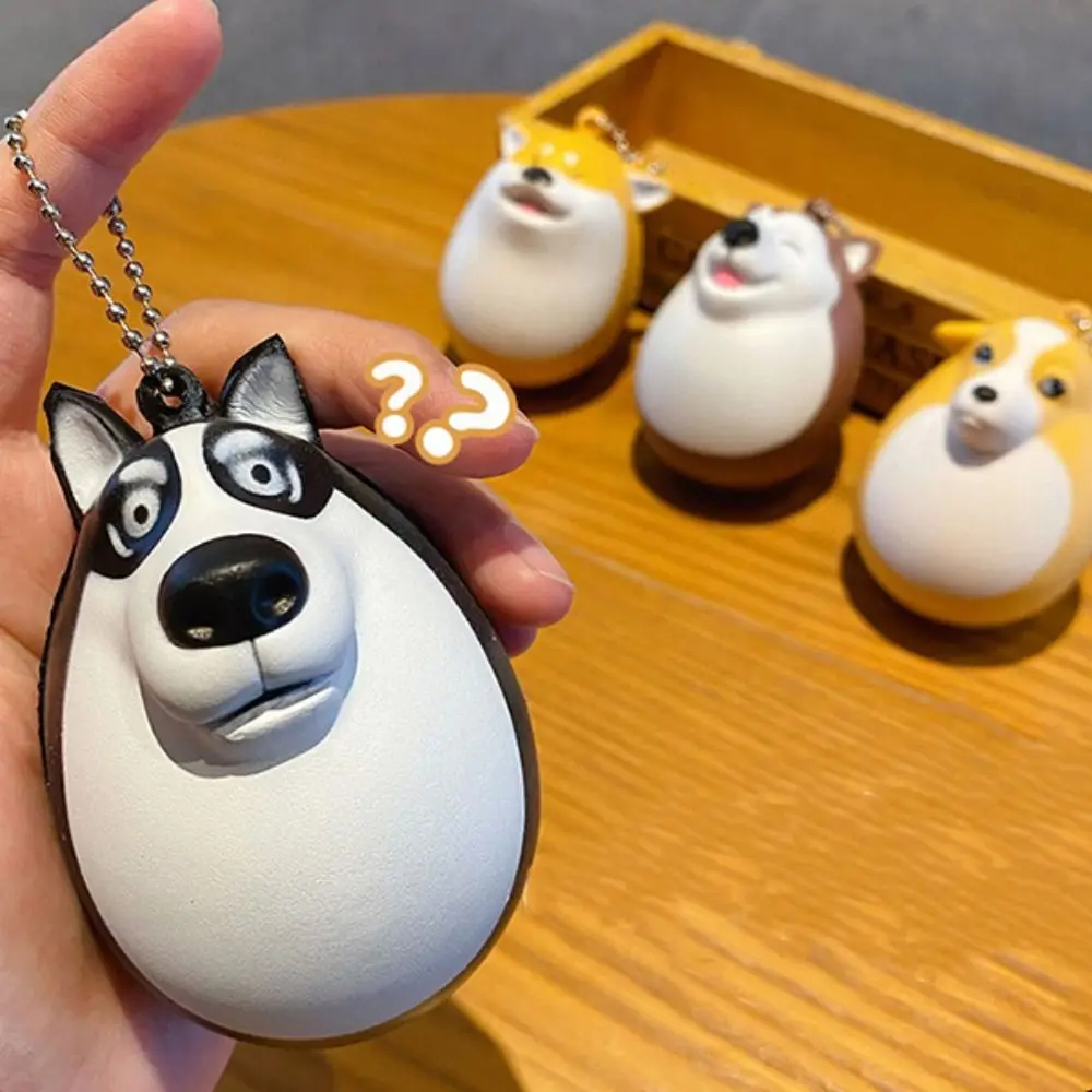 Anti-Stress Dog Egg Key Ring, Slow Rising Squeeze Toy, Pingente Criativo Cachorro, Chave do carro, Novidade, Kawaii