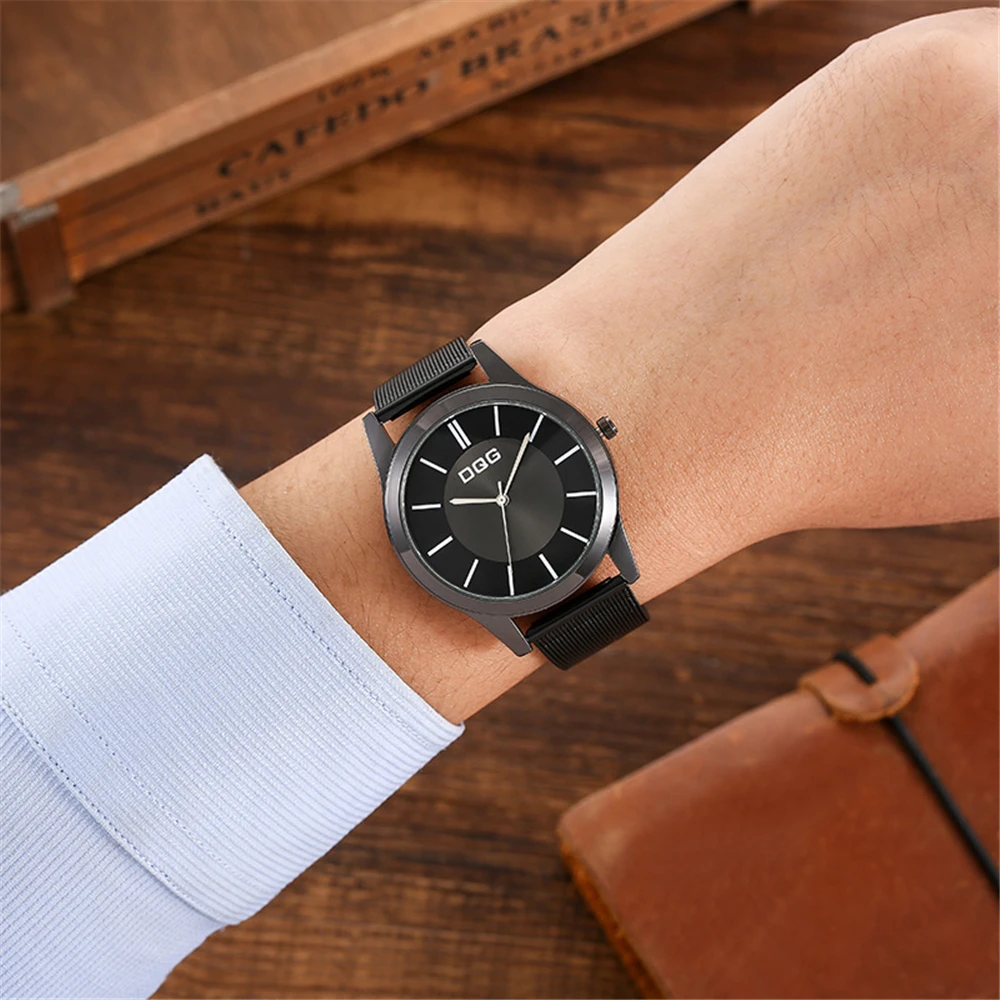 Men 2023 Fashion Brand Watches Casual Simplicity Retro Quartz Watch Mesh alloy strap Male Clock Dress Wristwatches