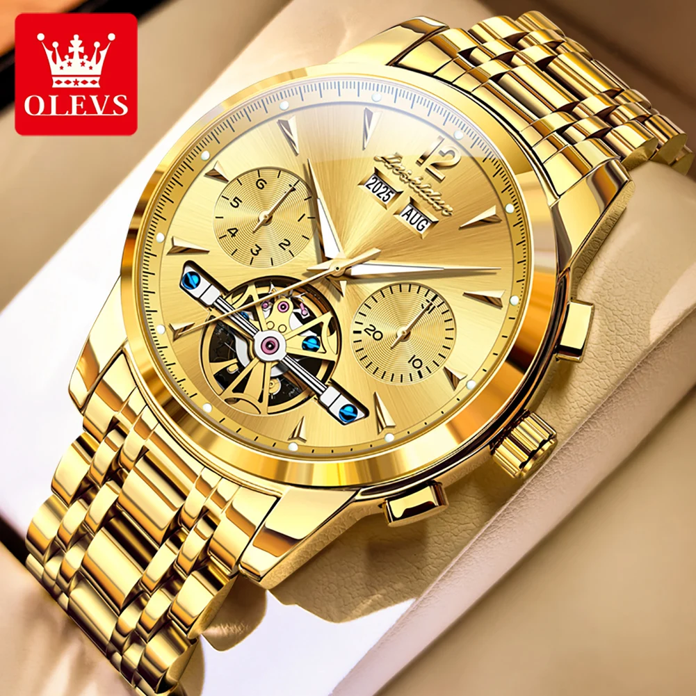 ساعة JSDUN 8738 للرجال أصلية فاخرة دولاب الموازنة ساعة ميكانيكية أوتوماتيكية من الفولاذ المقاوم للصدأ ساعات تقويم دائم للرجال