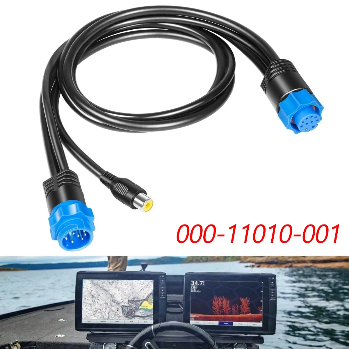 MX 000-11010-001 Heavy-Duty Video Adapter Cable Fit for Lowrance, Replacement Composite Camera Input Cable for Lowrance HDS Gen2