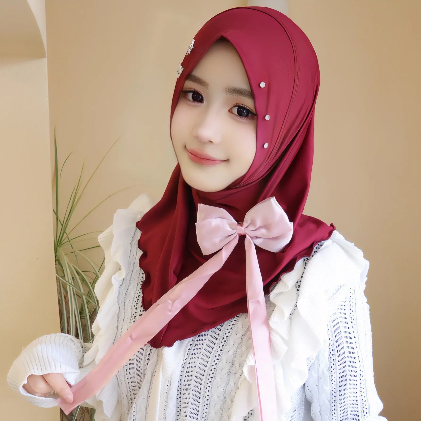 

One Piece Amira Instant Hijab Turban Khimar Women Muslim Hijab With Bowknot Headband Headscarf Wrap Islam Bandanas Mejur