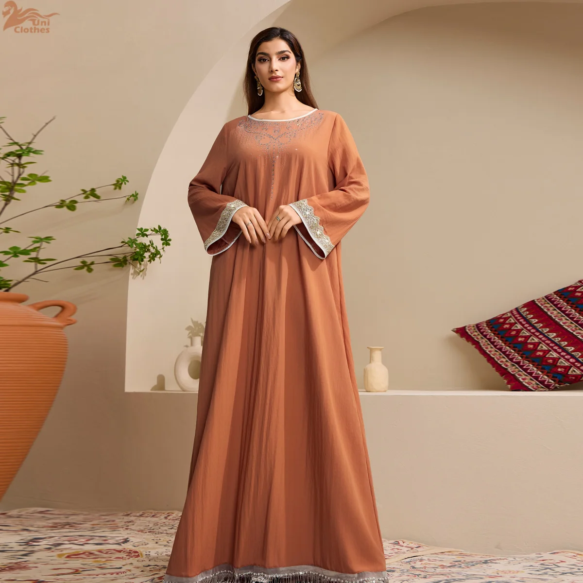 

Праздничное мусульманское платье-джалабия для Рамадана и Ид, Дубай, вечерние наряды, с камнями, арабская длинная роба, марокканские и саудовские абайи, кафтаны, исламские платья 2026