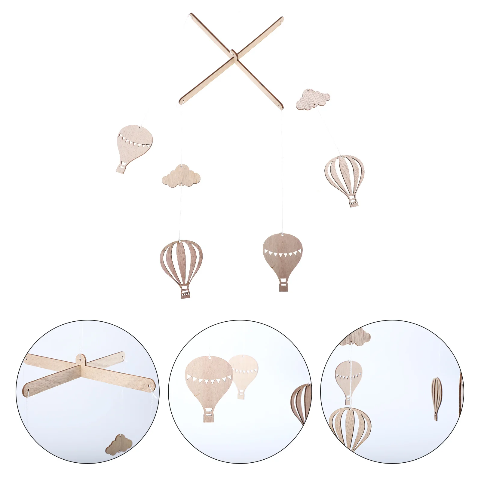 2 قطعة بالون ساخن الرياح الدقات خشبية غرفة الاطفال ديكور الحضانة صور منطاد الهواء الساخن الرياح الدقات الدعائم الوليد مهديء سرير