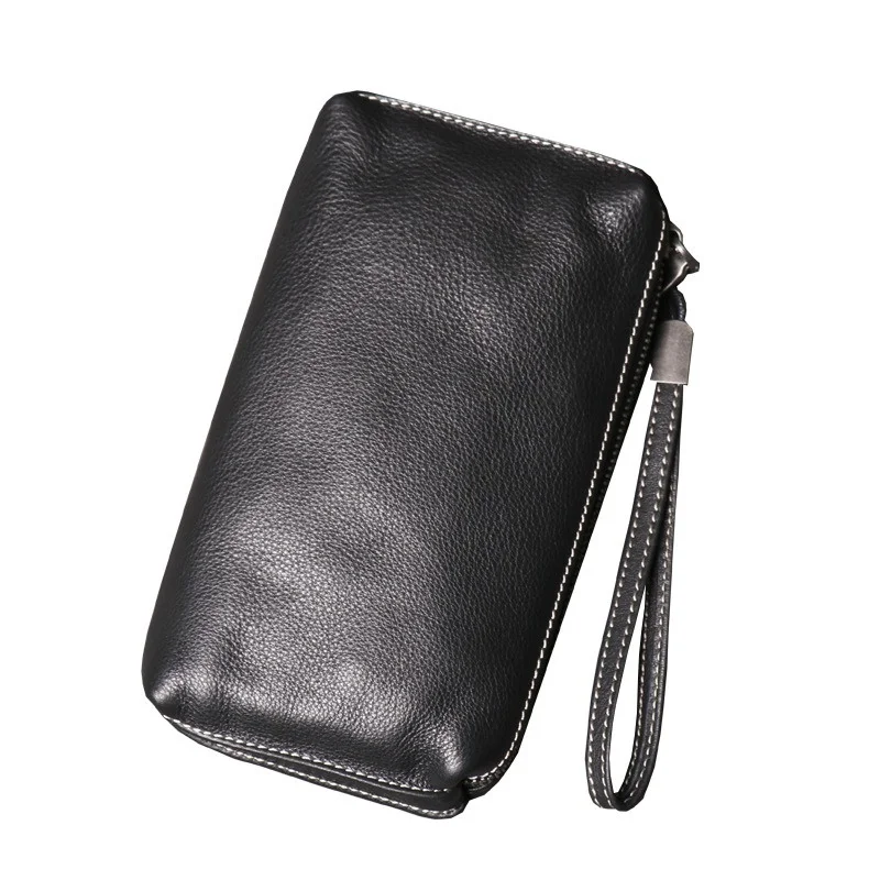 

Nesitu High Quality Vintage Brown Coffee Black Long Genuine Leather Women Men Wallet Male Purse Phone Clutch Bag M1989