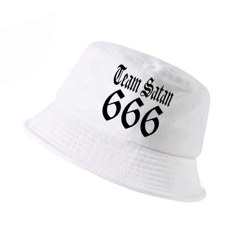 

TEAM SATAN 666 cap Men women fashion 100%Cotton bucket hat summer hip hop fisherman hats outdoor fishing caps bone feminino