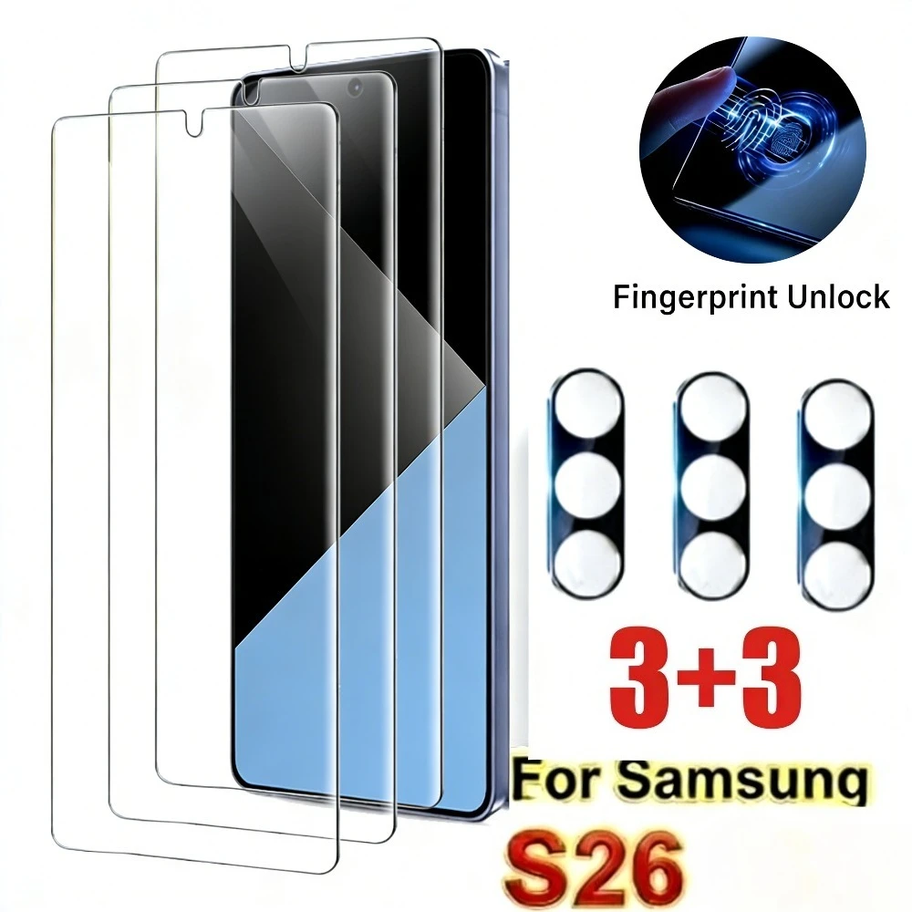 

3Pcs Ultra HD Full Screen Protector for Samsung Galaxy S26 S25 S24 Ultra S23 S22 S21 Plus S24 S25 FE With 3Pcs Camera Lens Glass