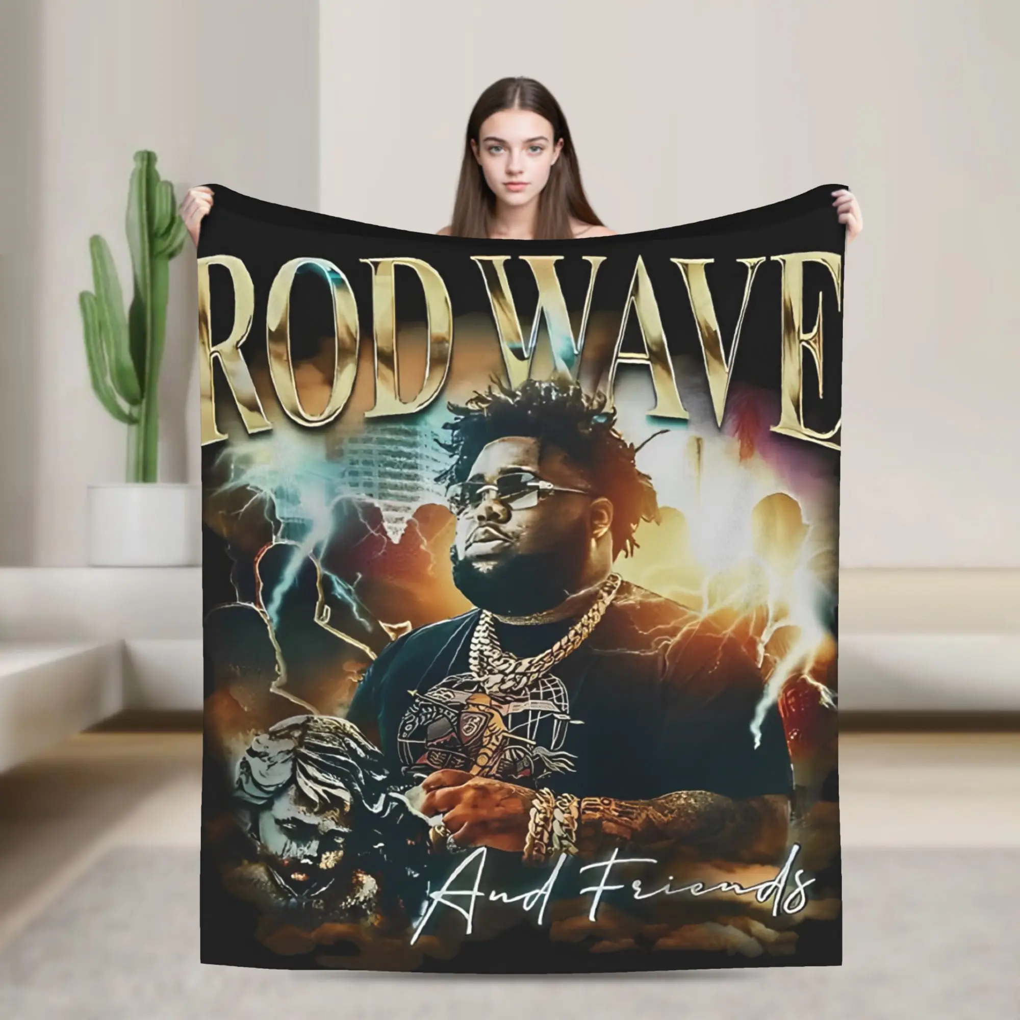 

Rapper rod wave Blanket Warm Soft Novelty Plush Bedding Throws For Bedroom Picnic Flannel Bedspread Bed Cover