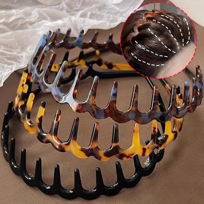 2025 новые модные волнистые повязки на голову для женщин, спортивная повязка для мытья лица, летние черные зубчатые нескользящие ленты для волос, аксессуары для волос